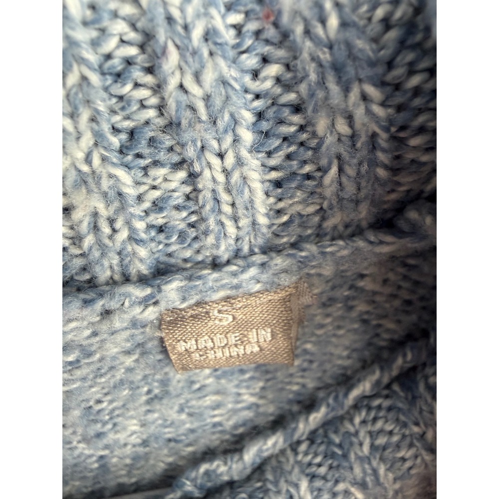 Evolution by Cyrus Womens Sweater Blue Marled Cowl Neck Knit Small - Picture 6 of 7